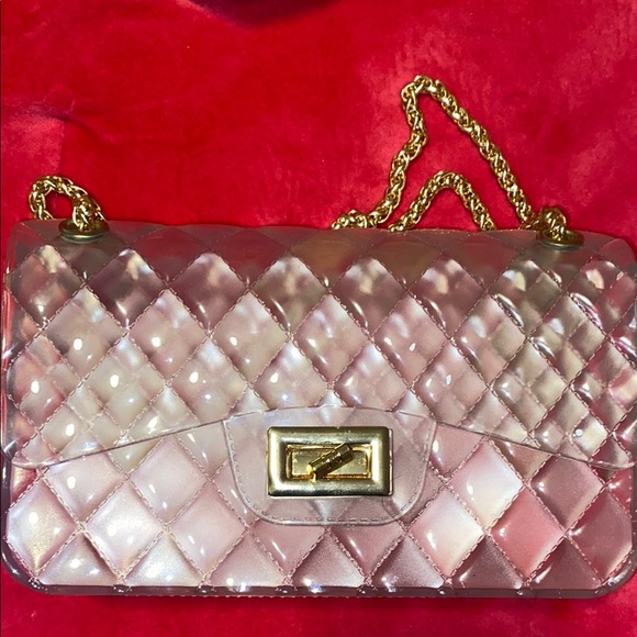 Chic Quilted clear and Gold Chain Bag - Picture 1 of 1